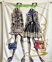 Versace Royal Blue And Gold Baroque Print Runway Fashion Illustration Flannel Throw Blanket Luxury Sofa Cover Blanket IMG_1670